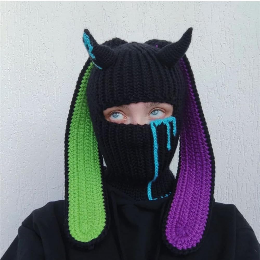 帽子 c0mi / new iruse2 23aw lop ear balaclava Balaclava Hat Long Rabbit Ears Comfortable Windproof